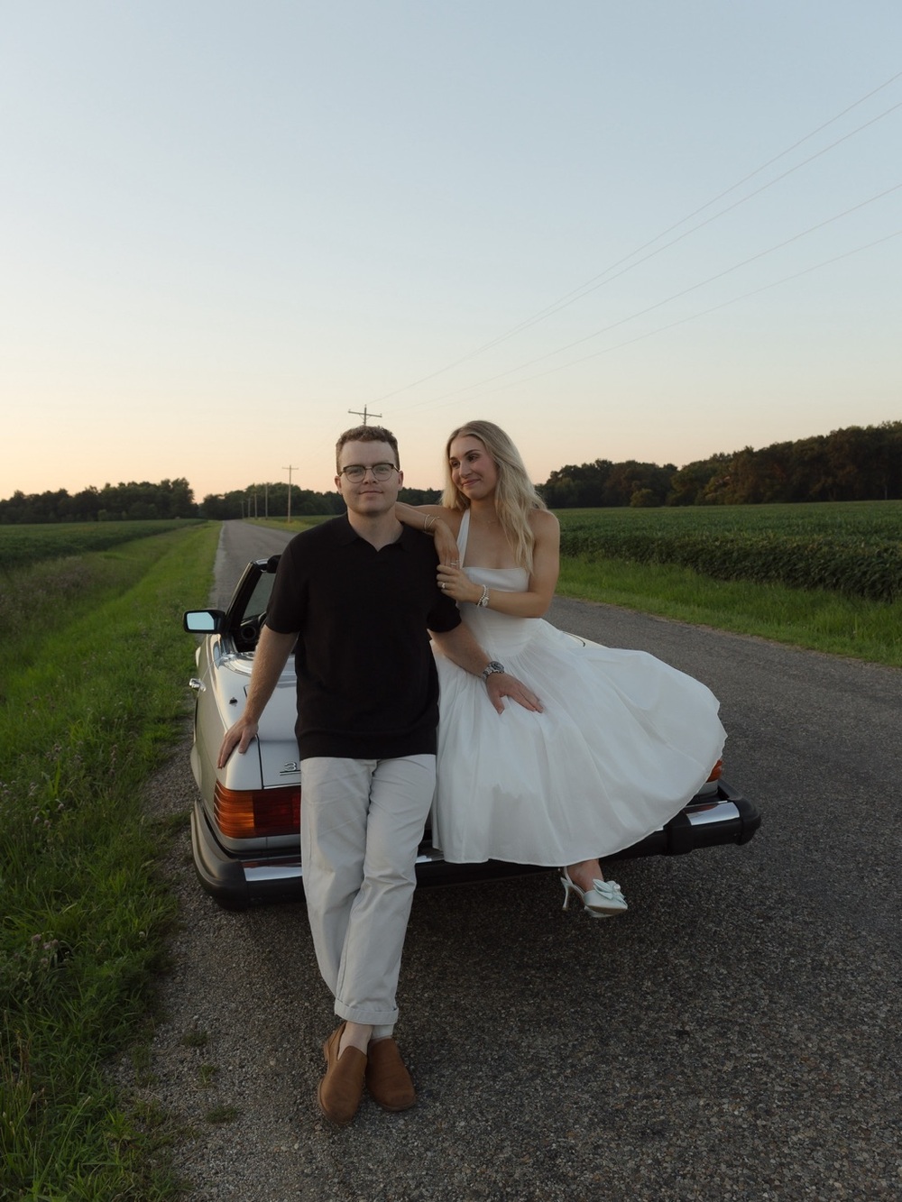 Classic White Halter Tea-Length Wedding Dress - Picture 8 of 11